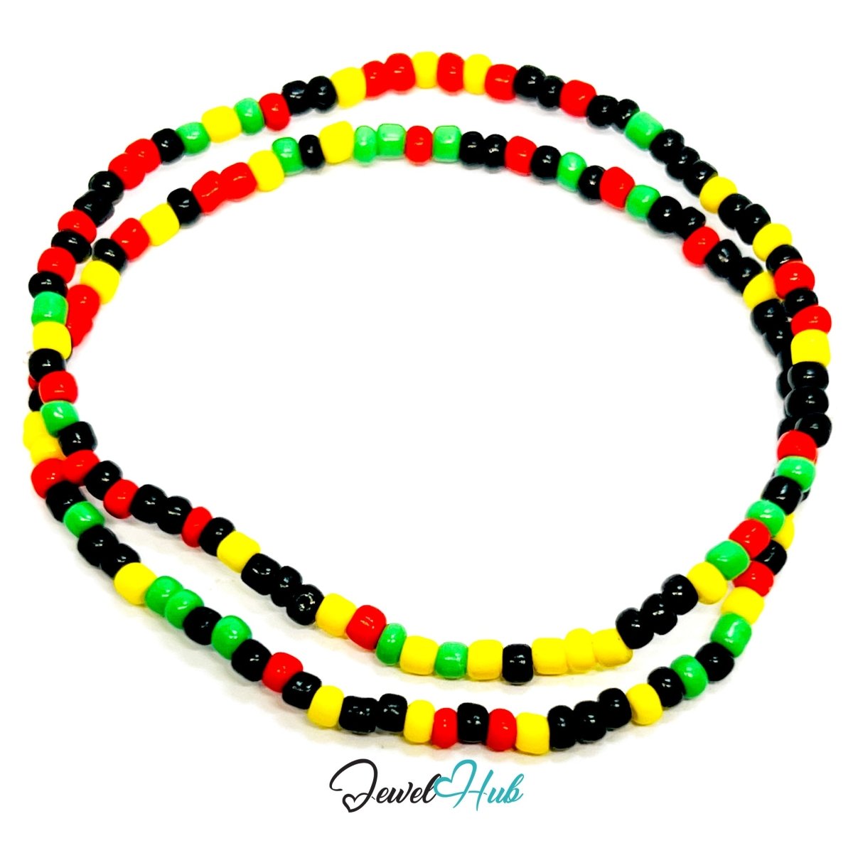 NameBead™ Colorful Base Bracelet Set (x2) – Black – Red – Yellow – Green Mix - JewelHub.co.uk