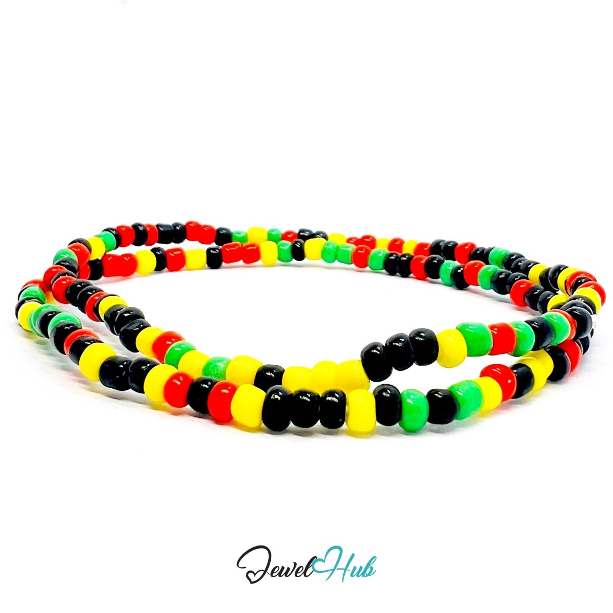 NameBead™ Colorful Base Bracelet Set (x2) – Black – Red – Yellow – Green Mix - JewelHub.co.uk