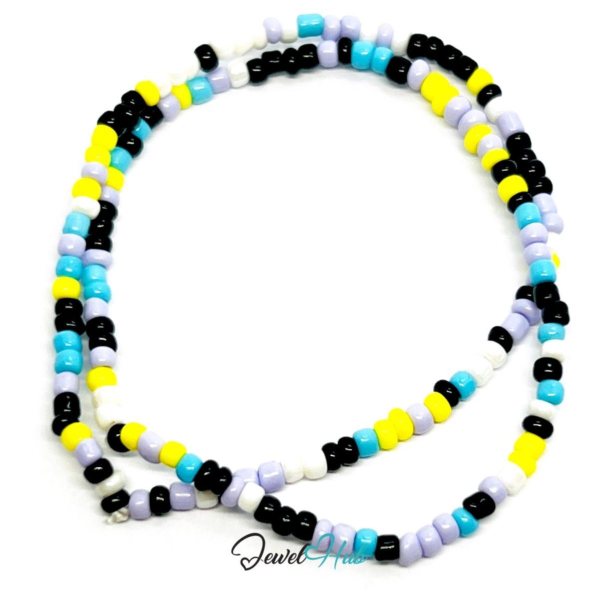 NameBead™ Colorful Base Bracelet Set (x2) – Black – Yellow – Lavender – Blue – White Mix - JewelHub.co.uk