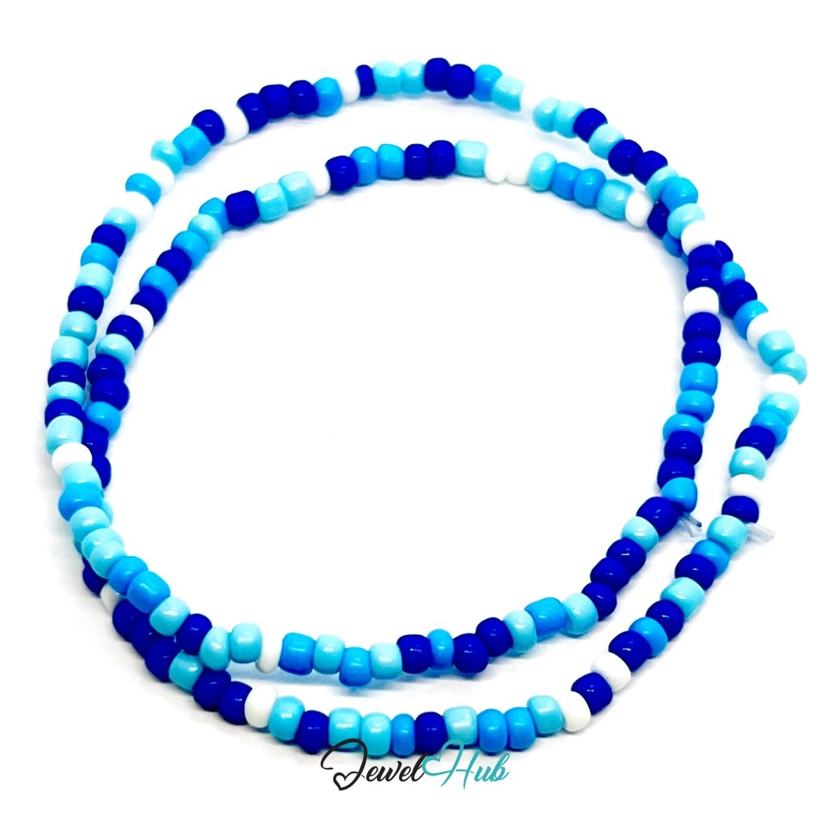 NameBead™ Colorful Base Bracelet Set (x2) – Navy – Sky – White Mix - JewelHub.co.uk