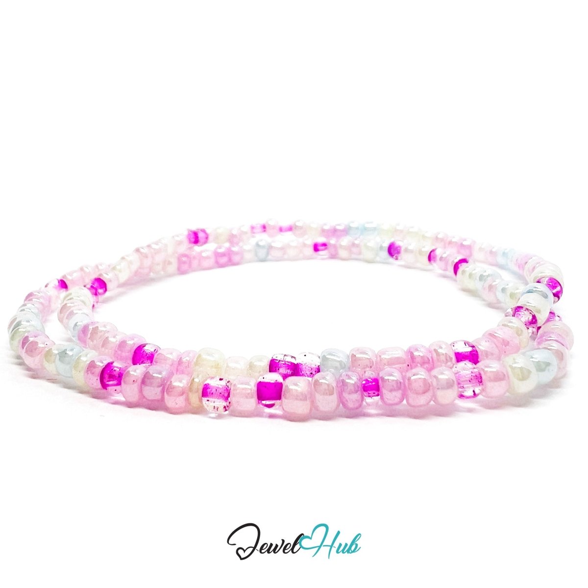 NameBead™ Colorful Base Bracelet Set (x2) – Pastel Pink – Blue – Yellow – White Mix - JewelHub.co.uk