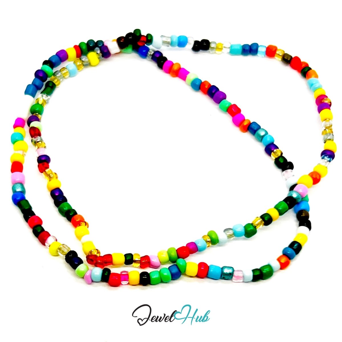 NameBead™ Colorful Base Bracelet Set (x2) – Rainbow – Black – White Mix - JewelHub.co.uk