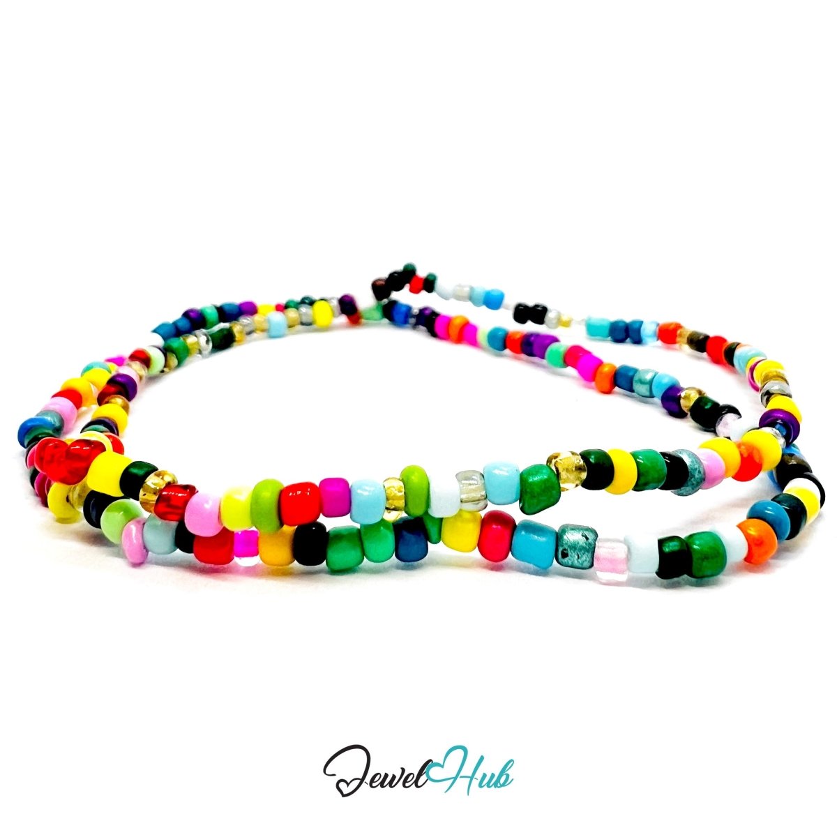 NameBead™ Colorful Base Bracelet Set (x2) – Rainbow – Black – White Mix - JewelHub.co.uk