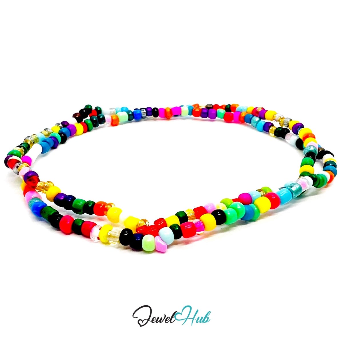 NameBead™ Colorful Base Bracelet Set (x2) – Rainbow – Black – White Mix - JewelHub.co.uk