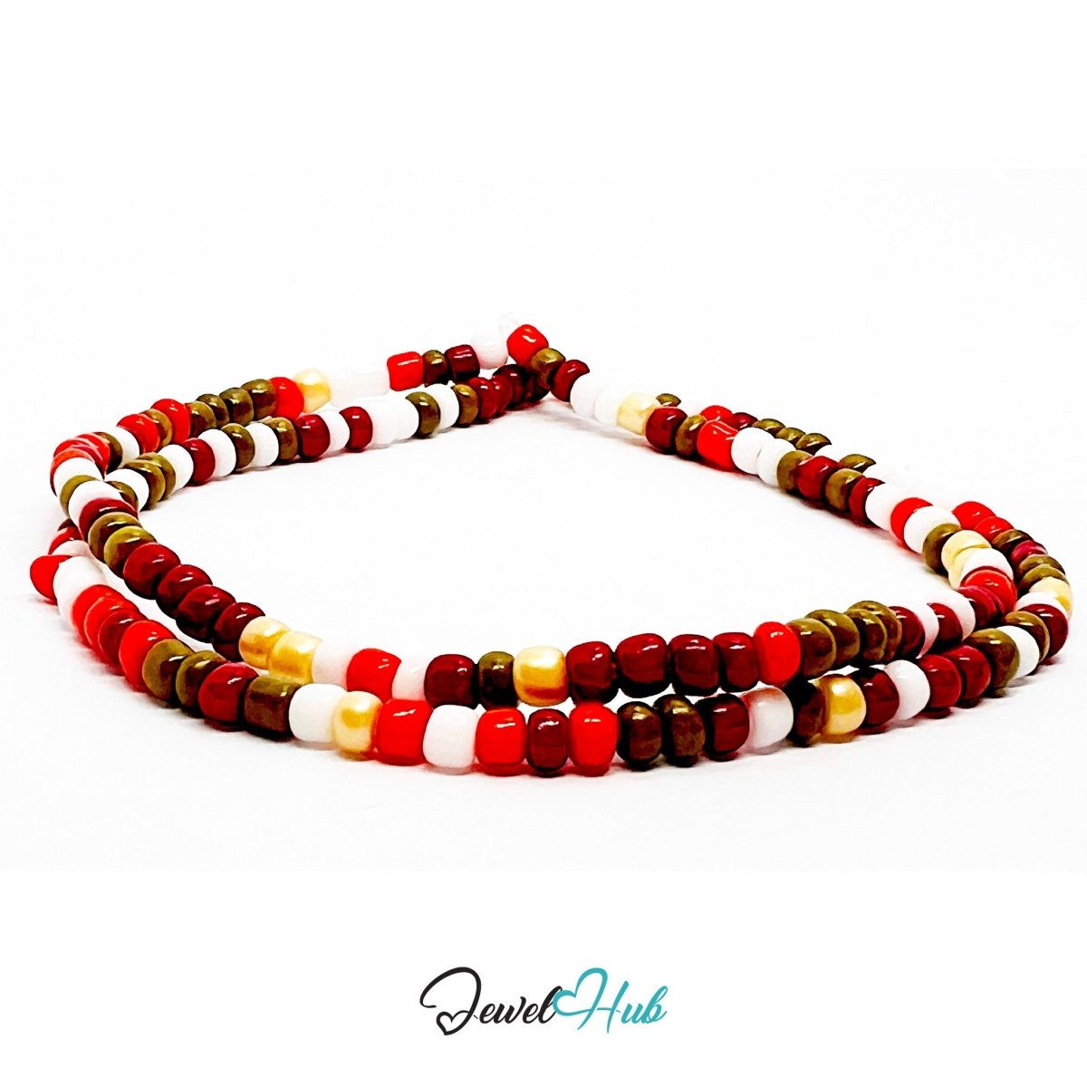 NameBead™ Colorful Base Bracelet Set (x2) – Red – White – Brown – Yellow Mix - JewelHub.co.uk