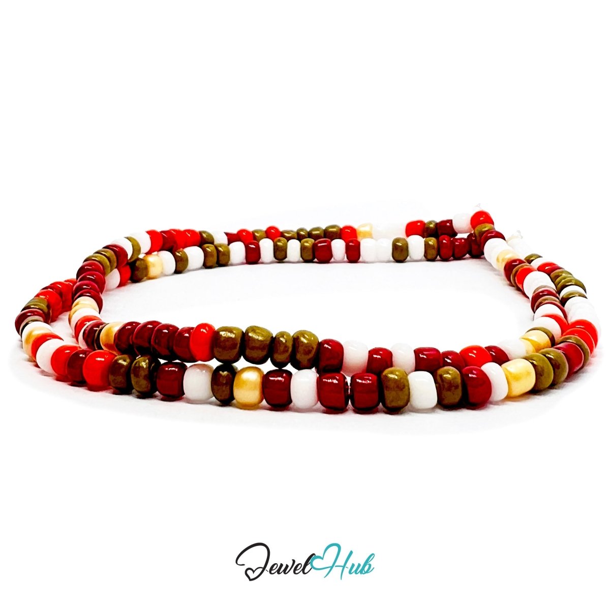 NameBead™ Colorful Base Bracelet Set (x2) – Red – White – Brown – Yellow Mix - JewelHub.co.uk