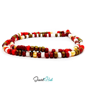 NameBead™ Colorful Base Bracelet Set (x2) – Red – White – Brown – Yellow Mix - JewelHub.co.uk