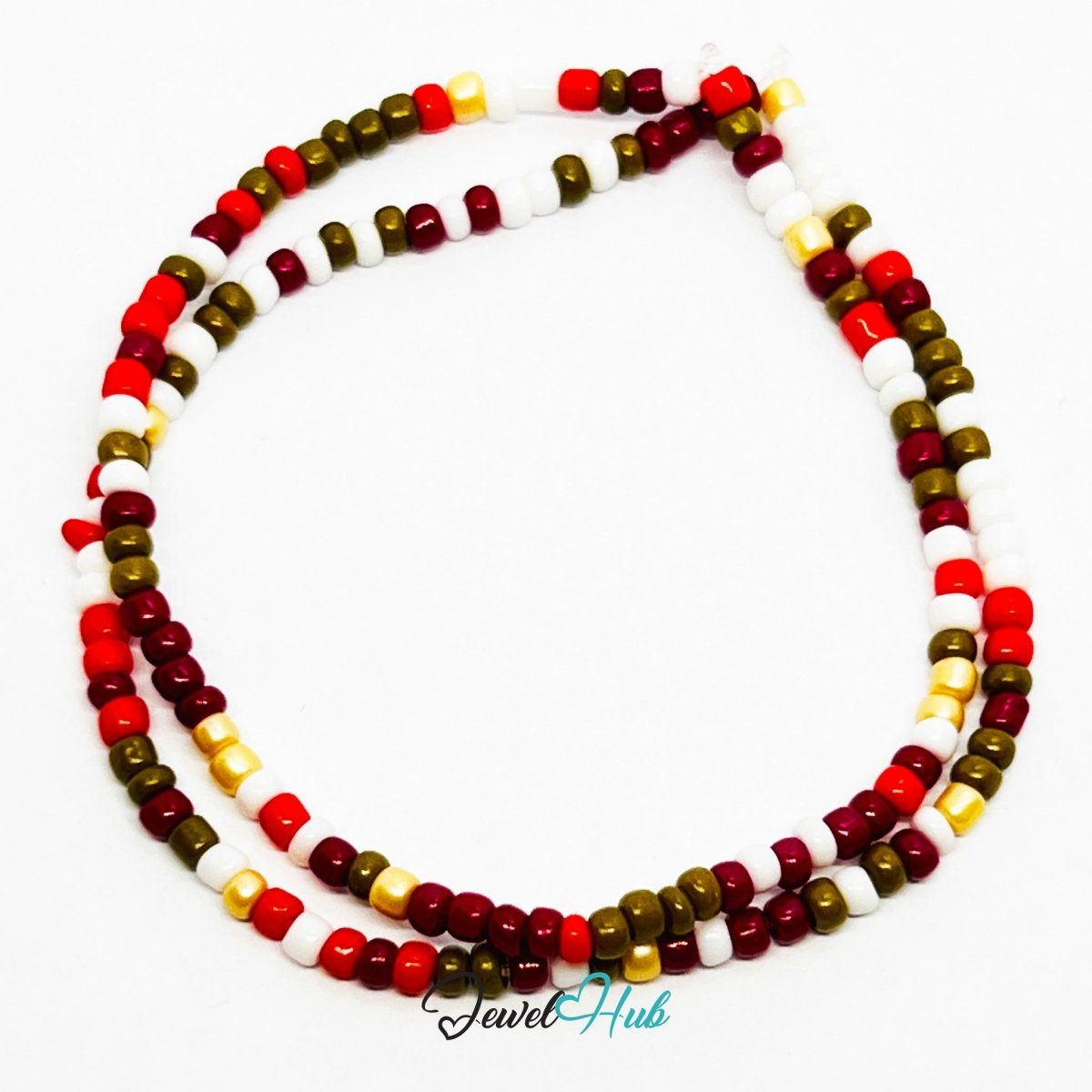 NameBead™ Colorful Base Bracelet Set (x2) – Red – White – Brown – Yellow Mix - JewelHub.co.uk