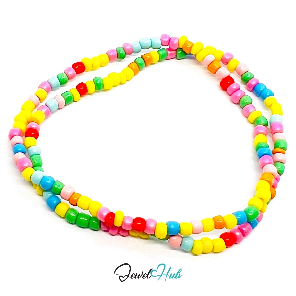 NameBead™ Colorful Base Bracelet Set (x2) – Yellow – Pink – Blue – Green Mix - JewelHub.co.uk