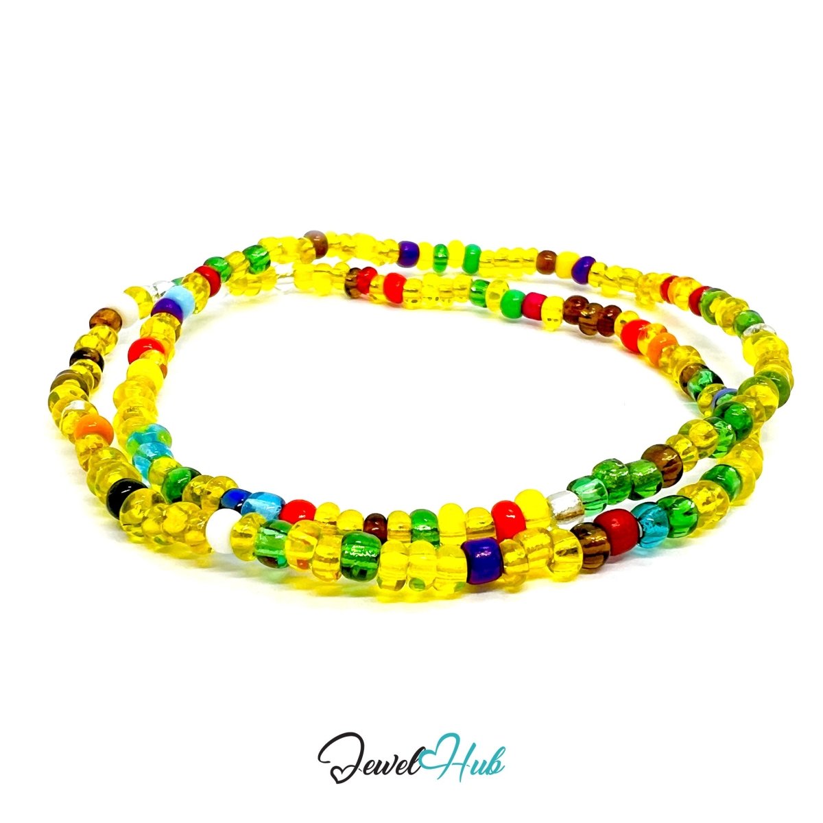 NameBead™ Colorful Base Bracelet Set (x2) – Yellow – Turquoise – Red – Green Mix - JewelHub.co.uk