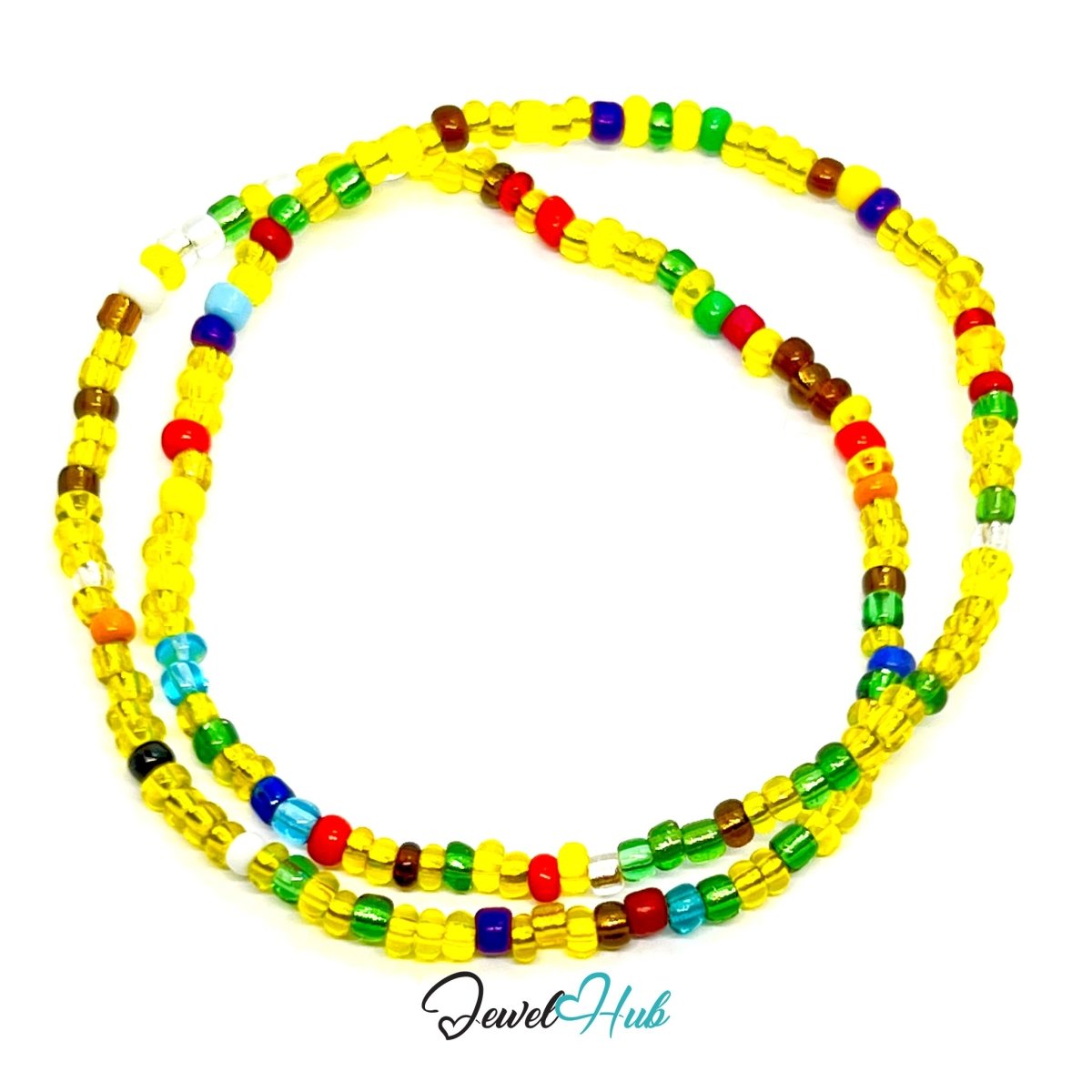 NameBead™ Colorful Base Bracelet Set (x2) – Yellow – Turquoise – Red – Green Mix - JewelHub.co.uk