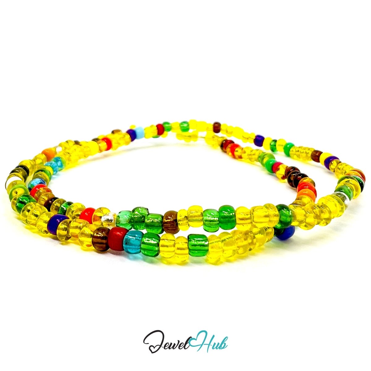 NameBead™ Colorful Base Bracelet Set (x2) – Yellow – Turquoise – Red – Green Mix - JewelHub.co.uk