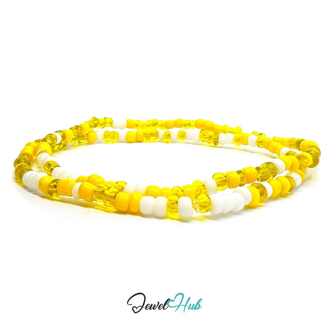 NameBead™ Colorful Base Bracelet Set (x2) – Yellow – White – Transparent Mix - JewelHub.co.uk