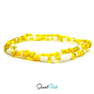 NameBead™ Colorful Base Bracelet Set (x2) – Yellow – White – Transparent Mix - JewelHub.co.uk
