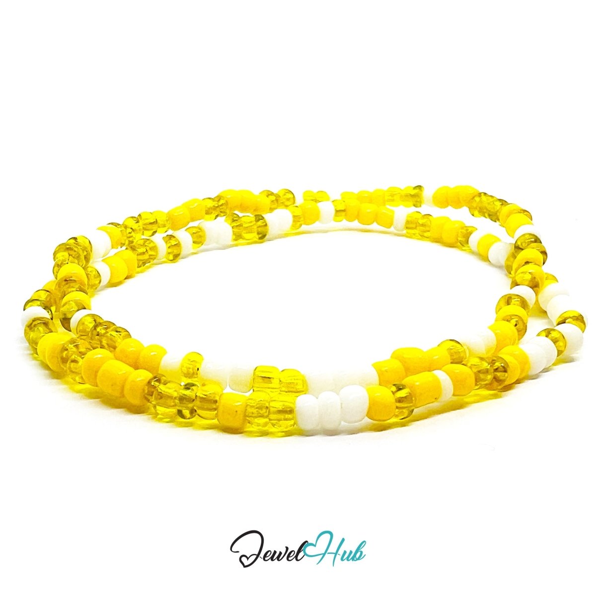 NameBead™ Colorful Base Bracelet Set (x2) – Yellow – White – Transparent Mix - JewelHub.co.uk