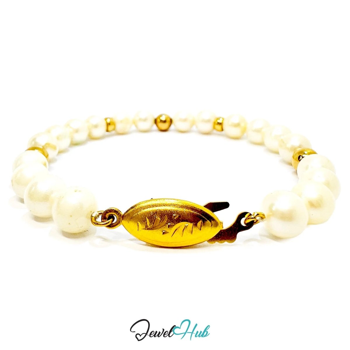 Natural Pearl Bracelet | 925 Silver & 14k Gold - Plated Beads | Pendant for Presence - JewelHub.co.uk