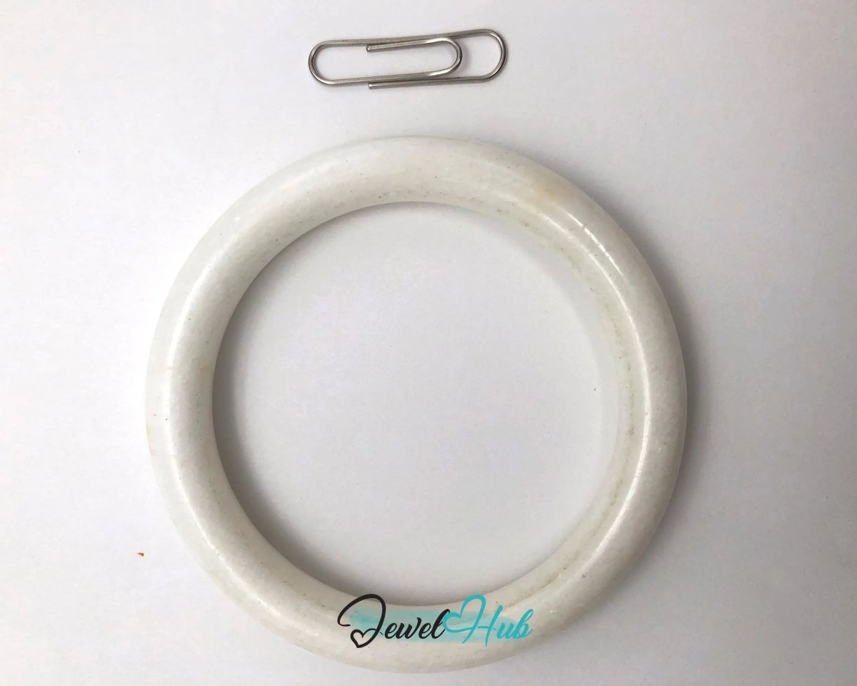 Natural White Nephrite Grade A Jade Bracelet Bangle (FJJDB012) - JewelHub.co.uk