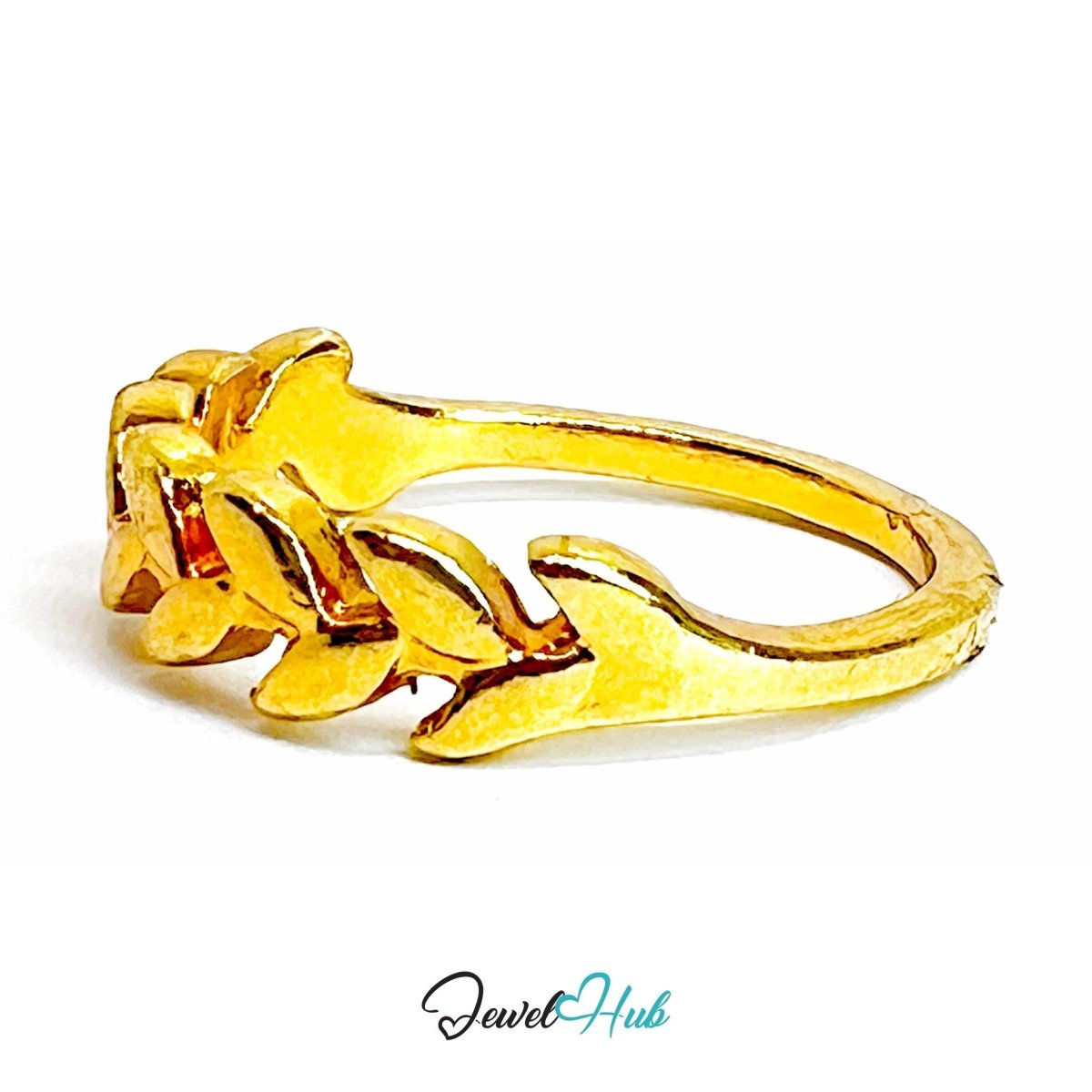 Olive Leaf Zinc Alloy Gold Ring · Delicate Nature Band - JewelHub.co.uk