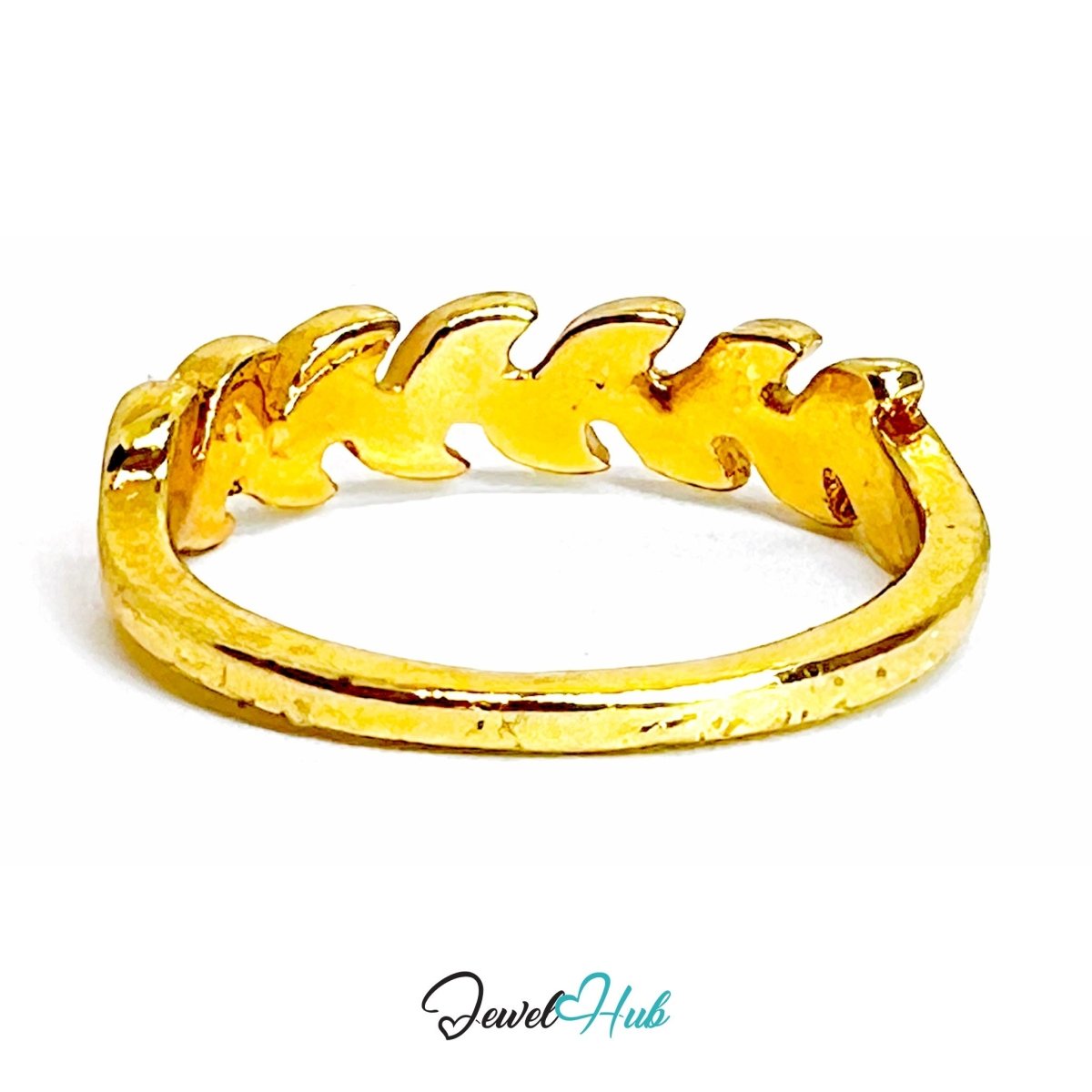 Olive Leaf Zinc Alloy Gold Ring · Delicate Nature Band - JewelHub.co.uk