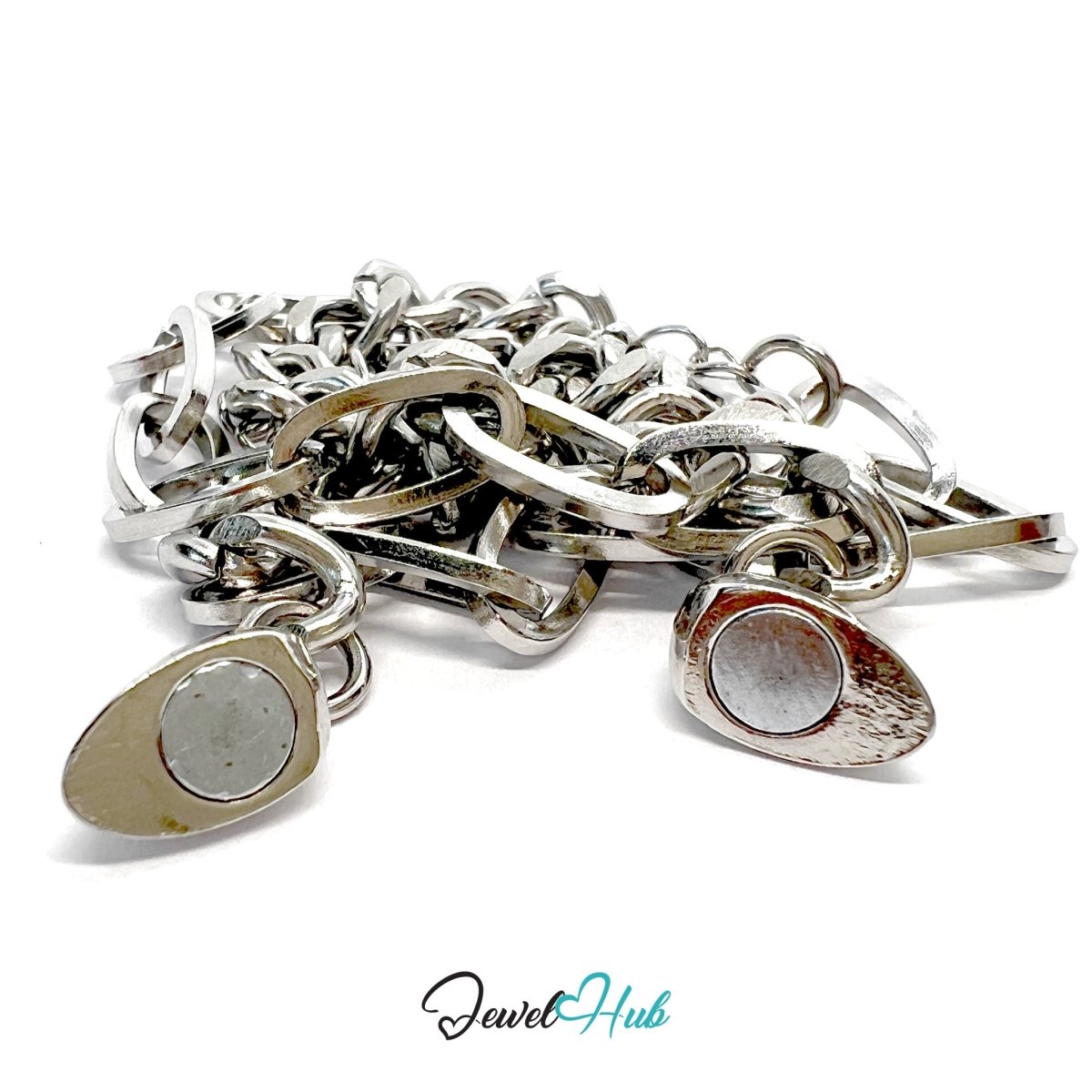 OneTone Magnetic Titanium Steel Silver Bracelet with Heart Clasp - JewelHub.co.uk