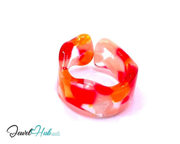 Open - End 🍊 Resin Ring – US O · US 7.5 · Citrus Swirl · Handcrafted - JewelHub.co.uk