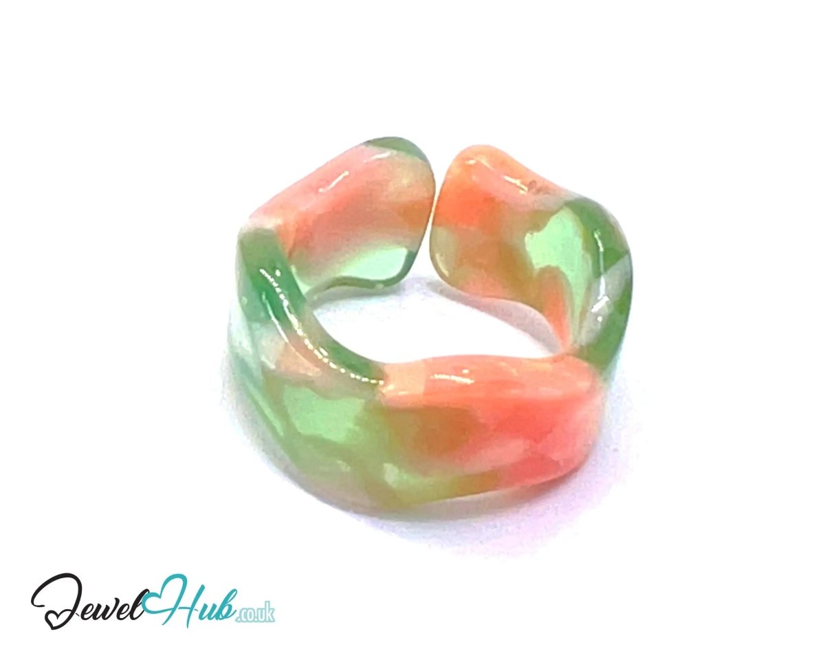Open - End 🧡 Resin Ring – US O · US 7.5 · Fruitstone · Handcrafted - JewelHub.co.uk