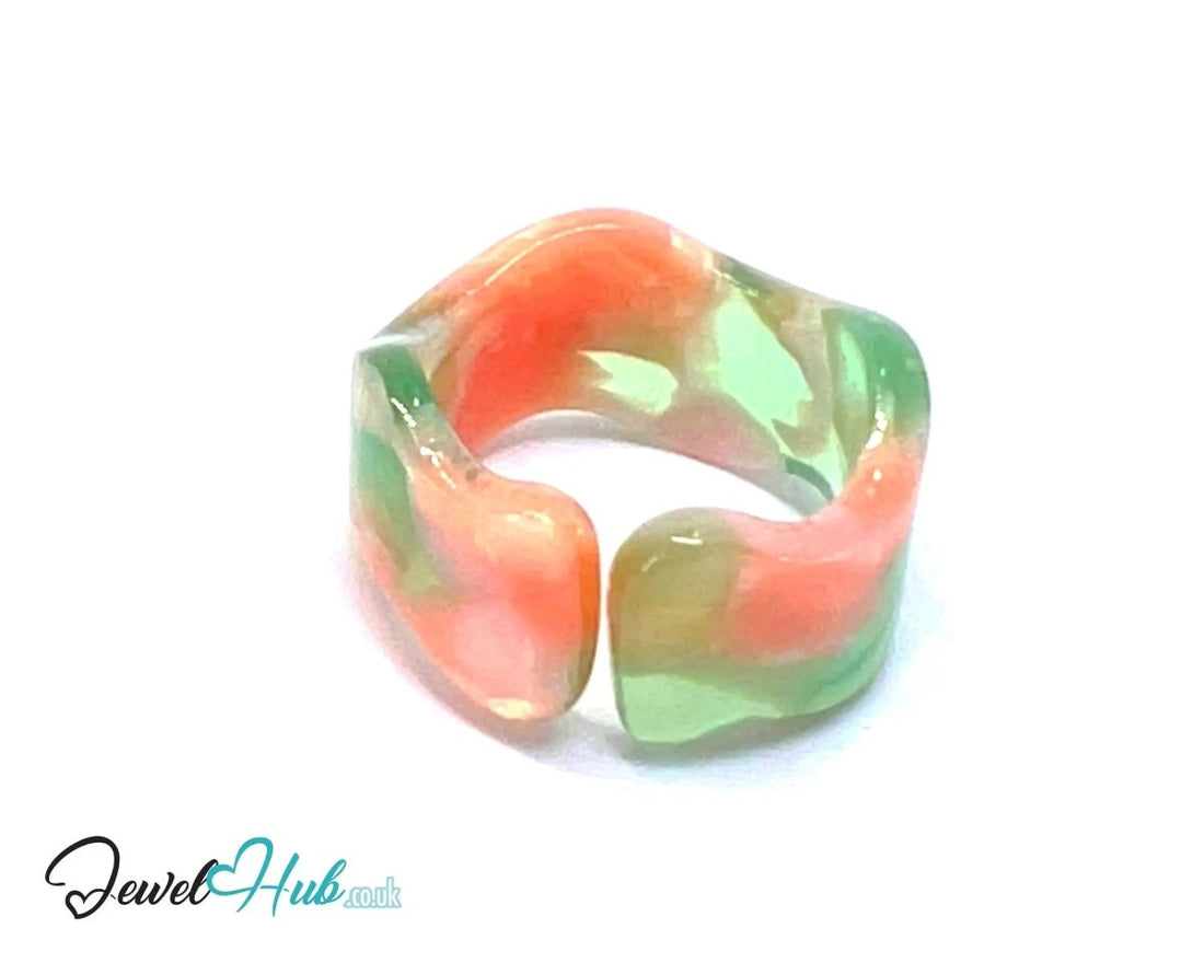 Open - End 🧡 Resin Ring – US O · US 7.5 · Fruitstone · Handcrafted - JewelHub.co.uk