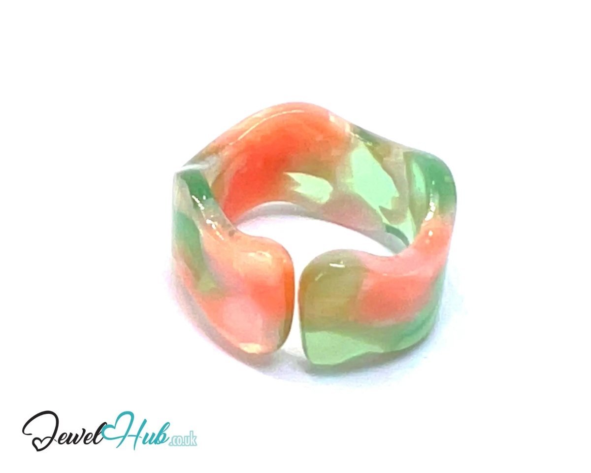 Open - End 🧡 Resin Ring – US O · US 7.5 · Fruitstone · Handcrafted - JewelHub.co.uk