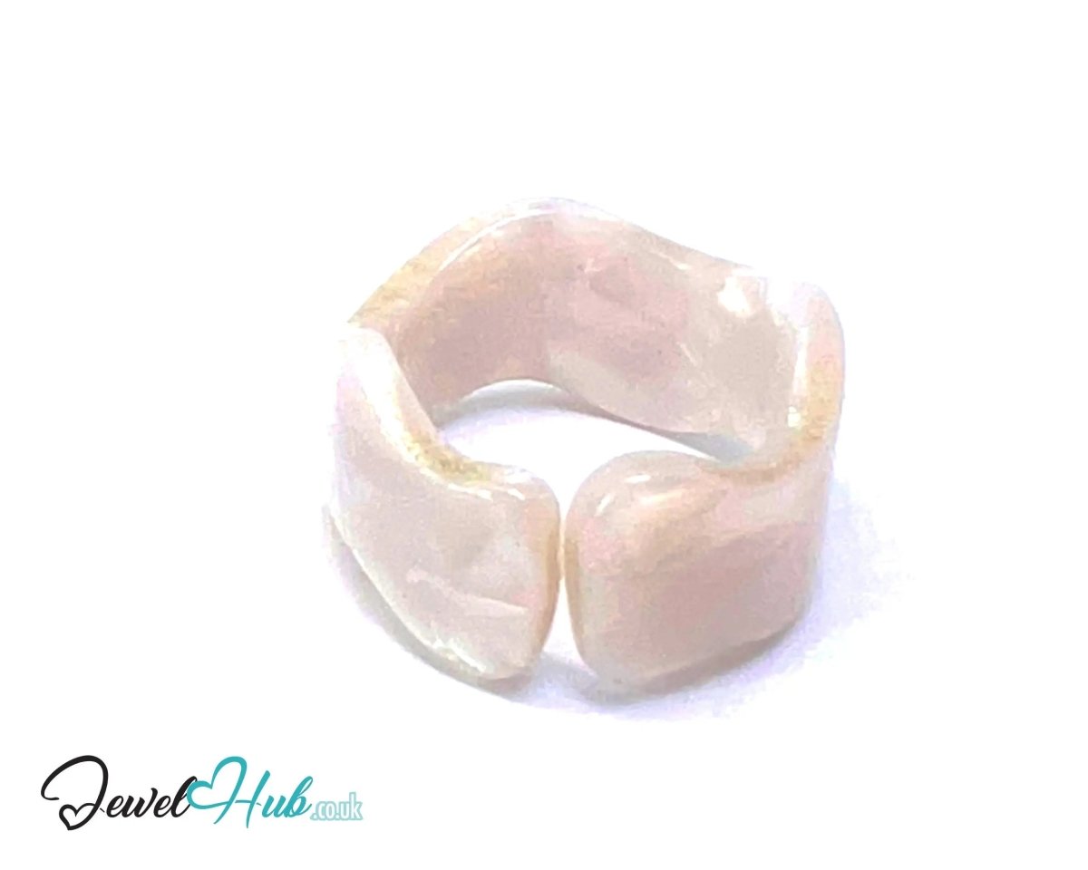 Open - End 🕊️ Resin Ring – US O · US 7.5 · Pale Drift · Handcrafted - JewelHub.co.uk