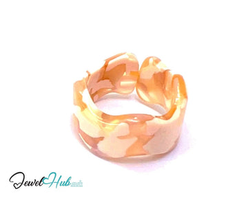 Open - End 🪵 Resin Ring – US O · US 7.5 · Sand Drift · Handcrafted - JewelHub.co.uk