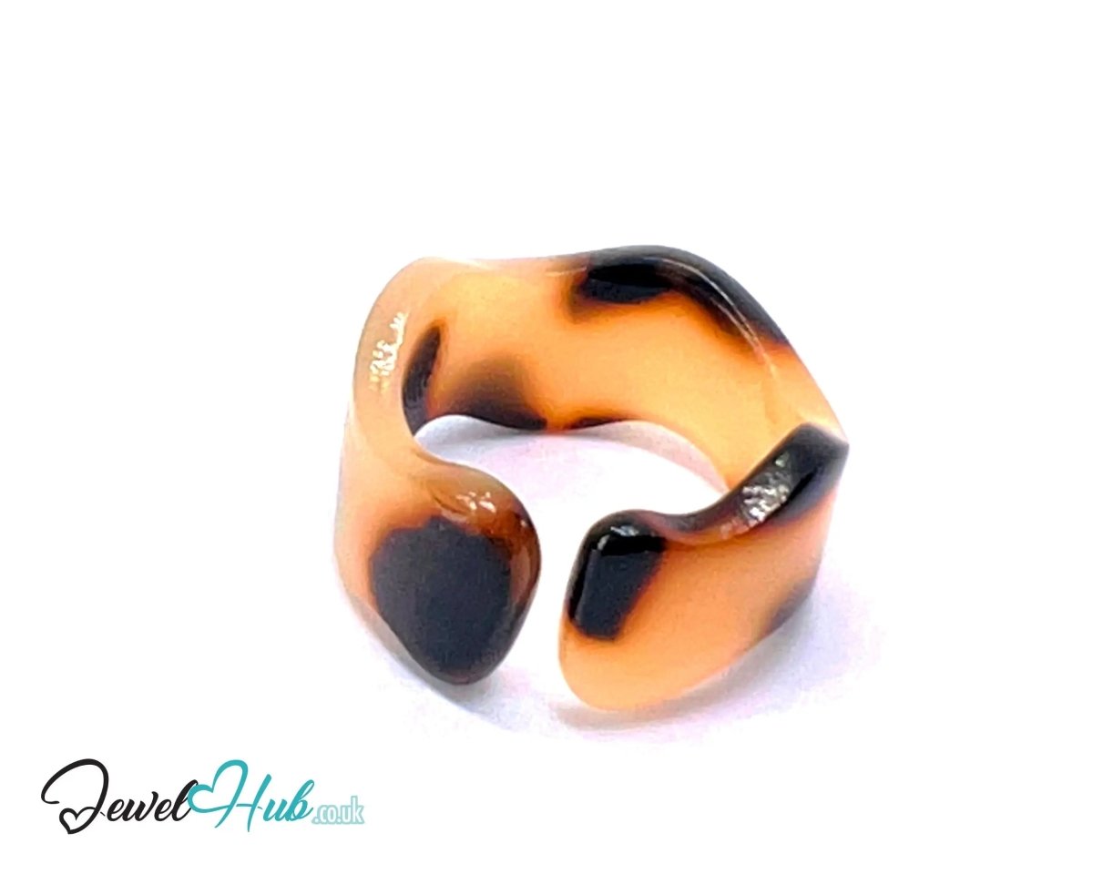 Open - End 🪶 Resin Ring – US O · US 7.5 · Smokestone · Handcrafted - JewelHub.co.uk