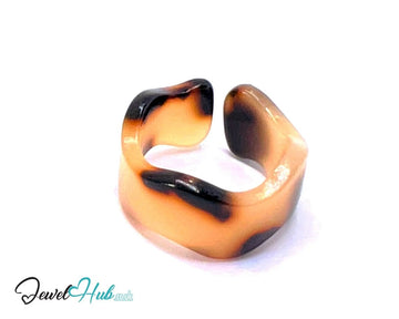 Open - End 🪶 Resin Ring – US O · US 7.5 · Smokestone · Handcrafted - JewelHub.co.uk