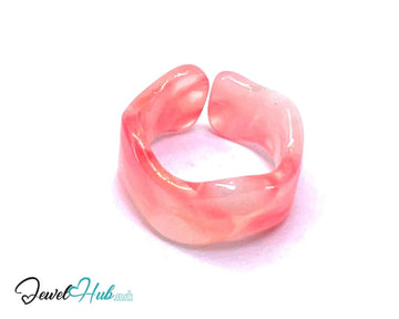 Open - End 🌷 Resin Ring – US O · US 7.5 · Soft Rose · Handcrafted - JewelHub.co.uk