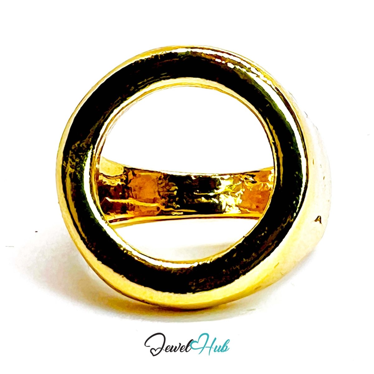 Open - End Sculptural Gold - Plated Ring – Architectural Hollow Band - JewelHub.co.uk