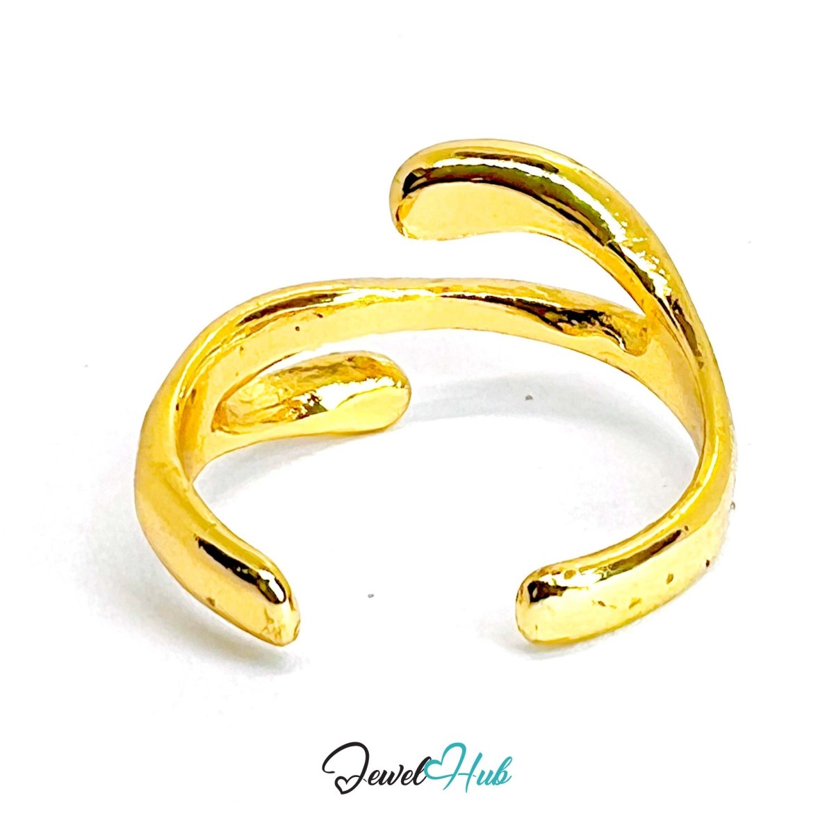 OpenCurve Gold - Plated Zinc Ring · Minimalist Sculptural Band - JewelHub.co.uk