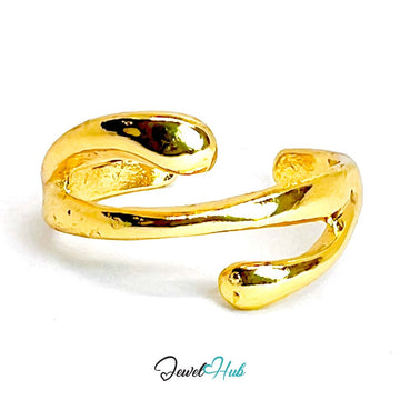 OpenCurve Gold - Plated Zinc Ring · Minimalist Sculptural Band - JewelHub.co.uk