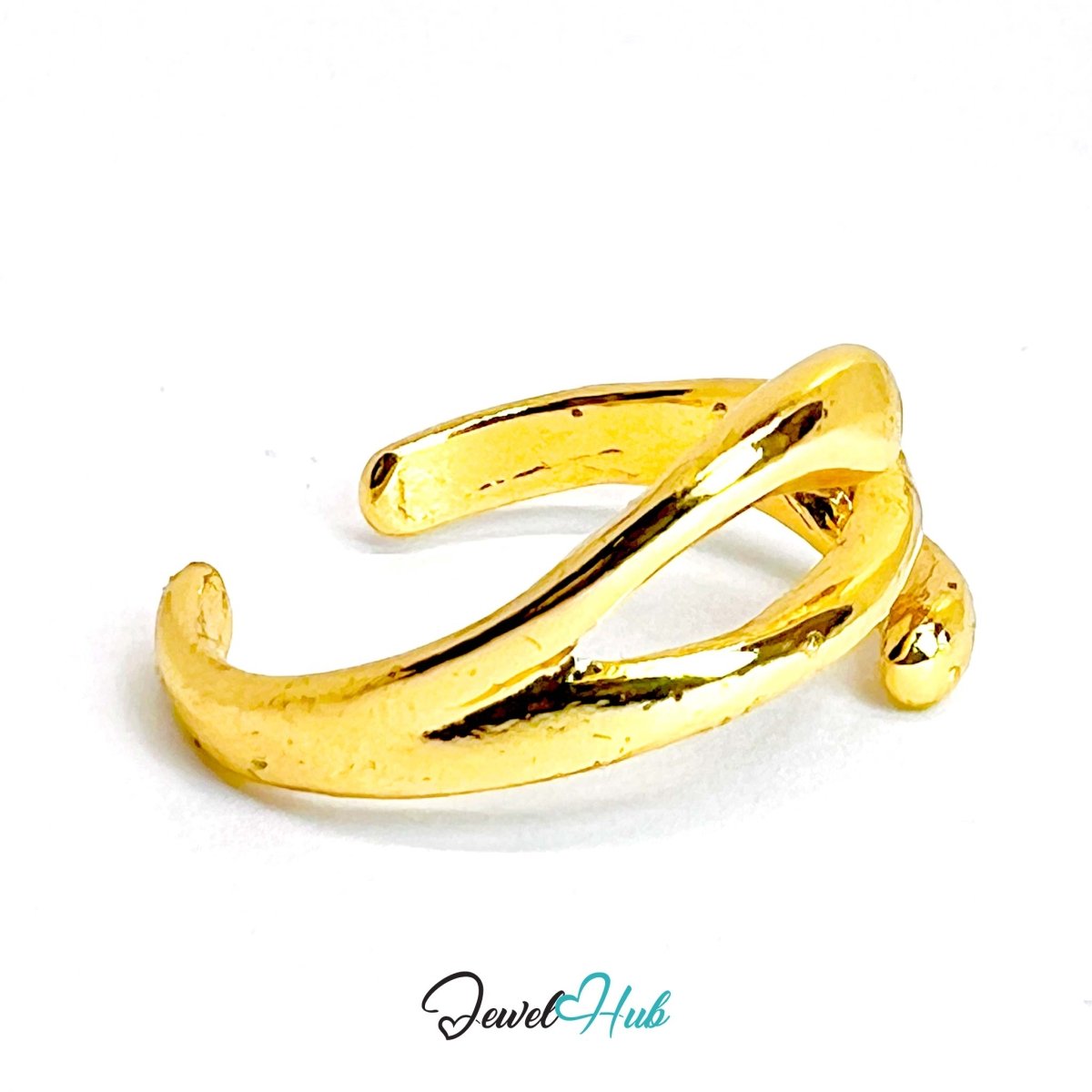 OpenCurve Gold - Plated Zinc Ring · Minimalist Sculptural Band - JewelHub.co.uk