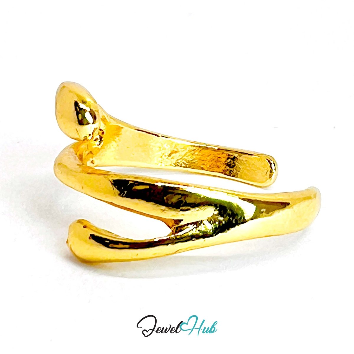 OpenCurve Gold - Plated Zinc Ring · Minimalist Sculptural Band - JewelHub.co.uk