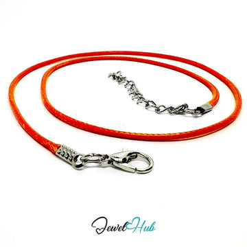 Orange Faux Leather Cord Necklace – 40cm Layering Base (Silver Clasp) - JewelHub.co.uk