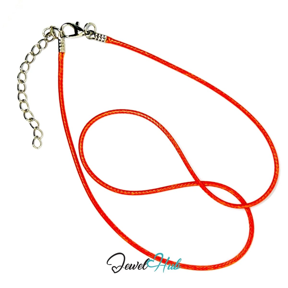 Orange Faux Leather Cord Necklace – 40cm Layering Base (Silver Clasp) - JewelHub.co.uk