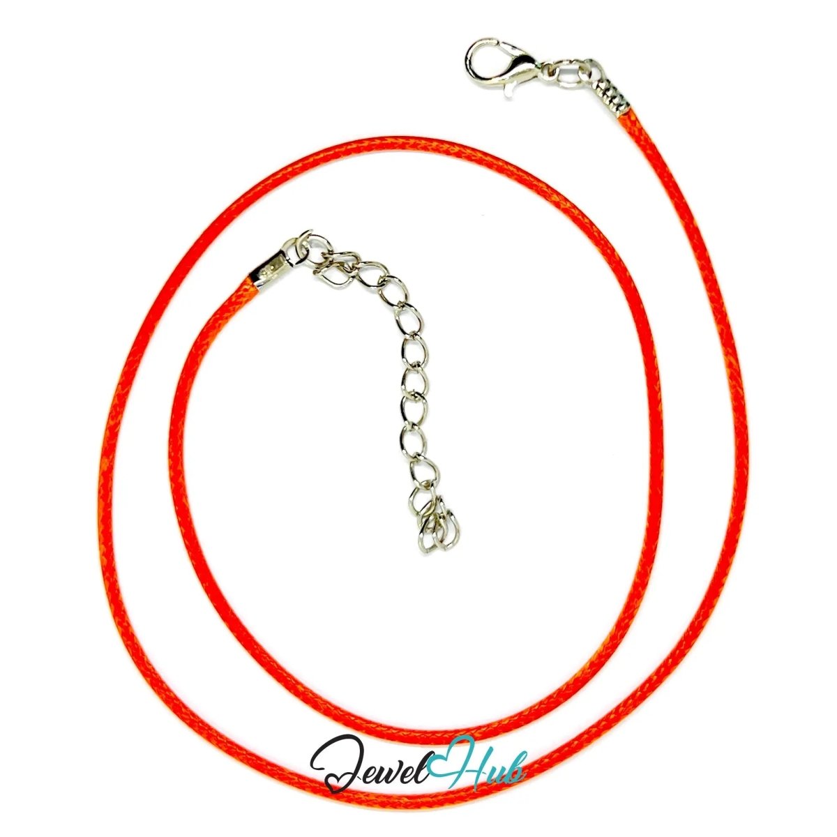 Orange Faux Leather Cord Necklace – 40cm Layering Base (Silver Clasp) - JewelHub.co.uk