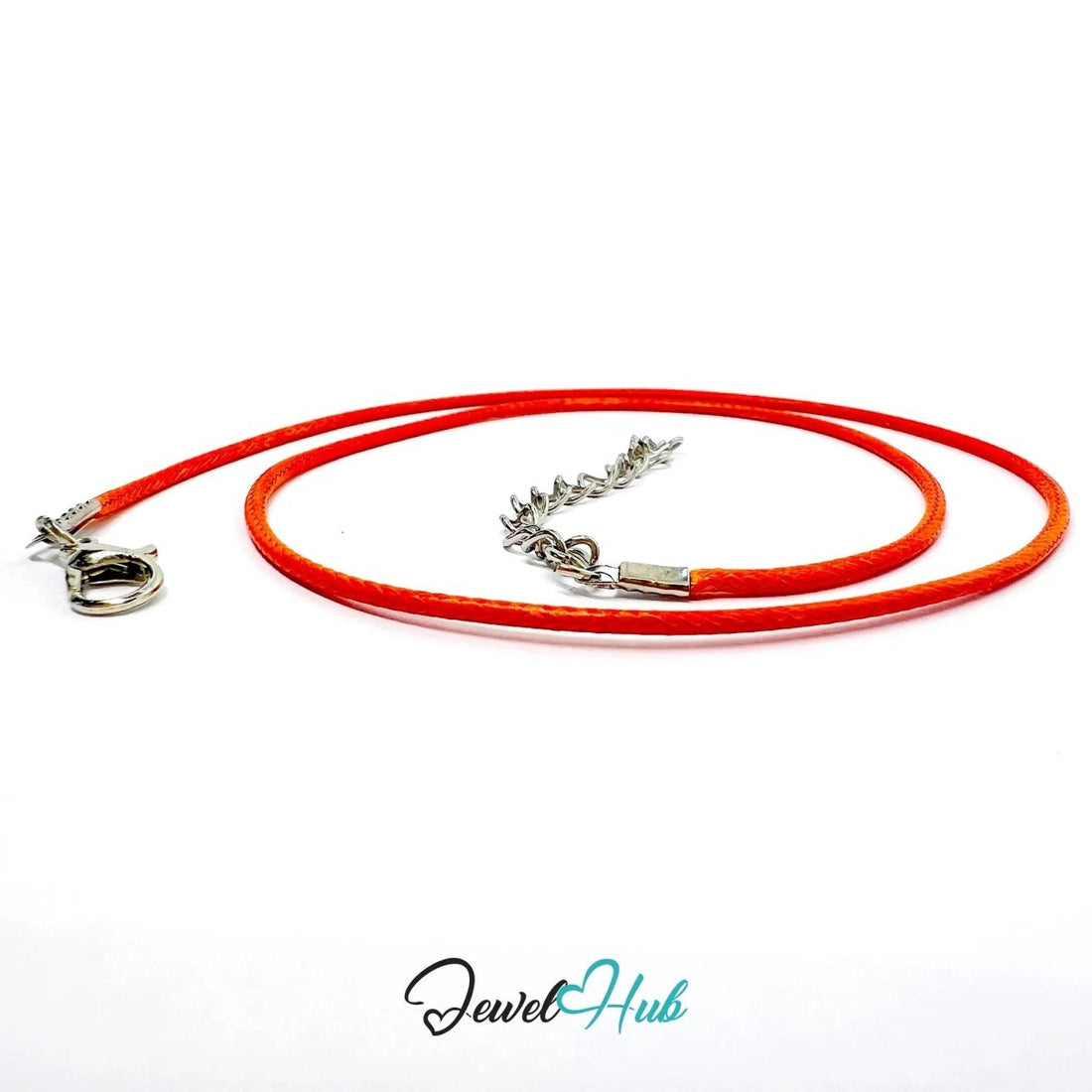 Orange Faux Leather Cord Necklace – 40cm Layering Base (Silver Clasp) - JewelHub.co.uk