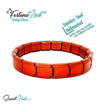 Orange Glossy Italian bracelet by the FortunaLink™ Tile Collection (18 links) - JewelHub.co.uk