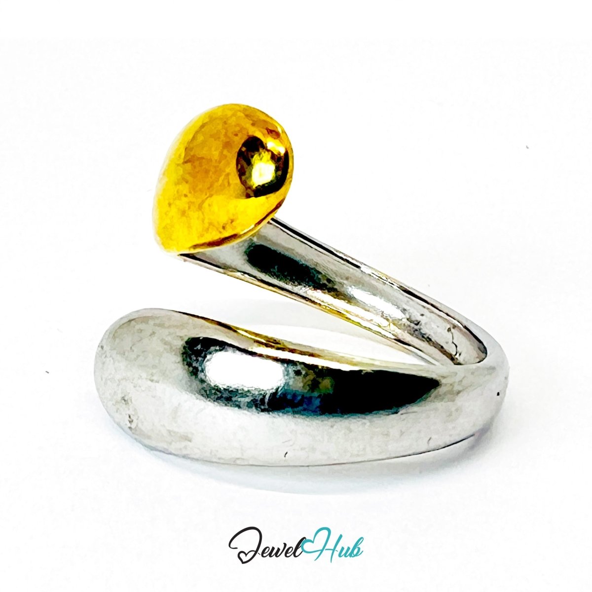 Orbit DuoTone Ring · Stainless Steel · Adjustable MNOPQ · Gold & Silver Oval Band - JewelHub.co.uk