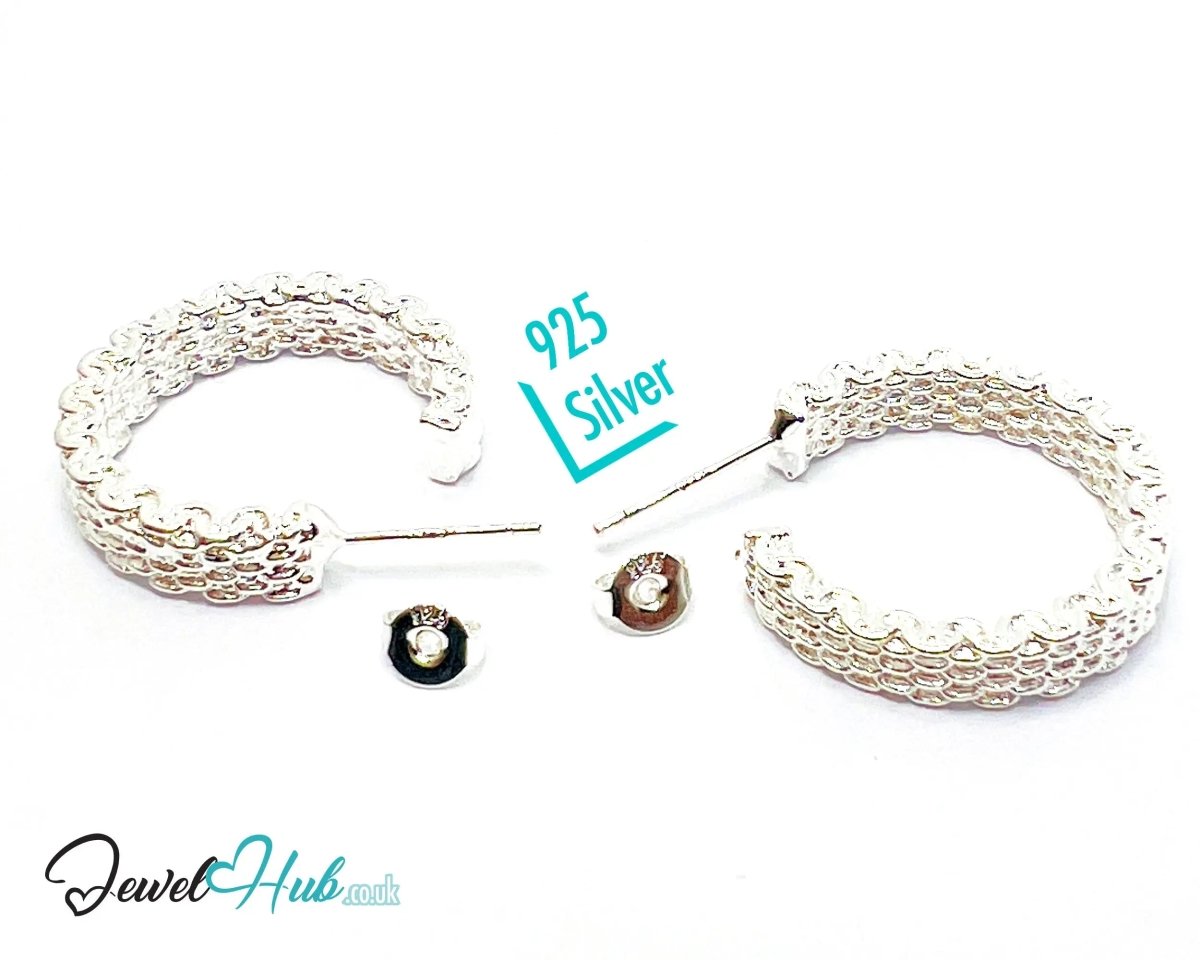 Orbit Textura – 925 Sterling Silver Textured Hoop Earrings (10.22g/pair) - JewelHub.co.uk