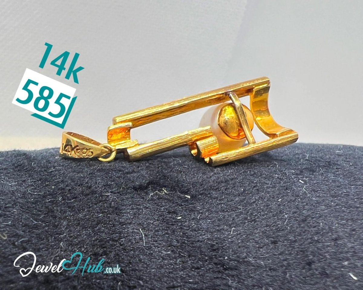 Orla | Modern Pearl Drop Pendant in 14K Solid Gold - JewelHub.co.uk