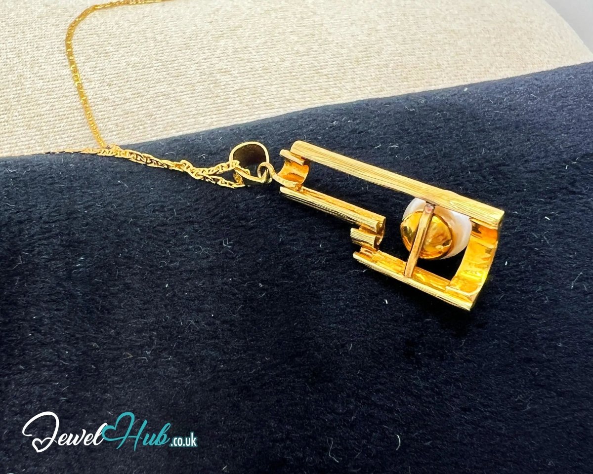 Orla | Modern Pearl Drop Pendant in 14K Solid Gold - JewelHub.co.uk