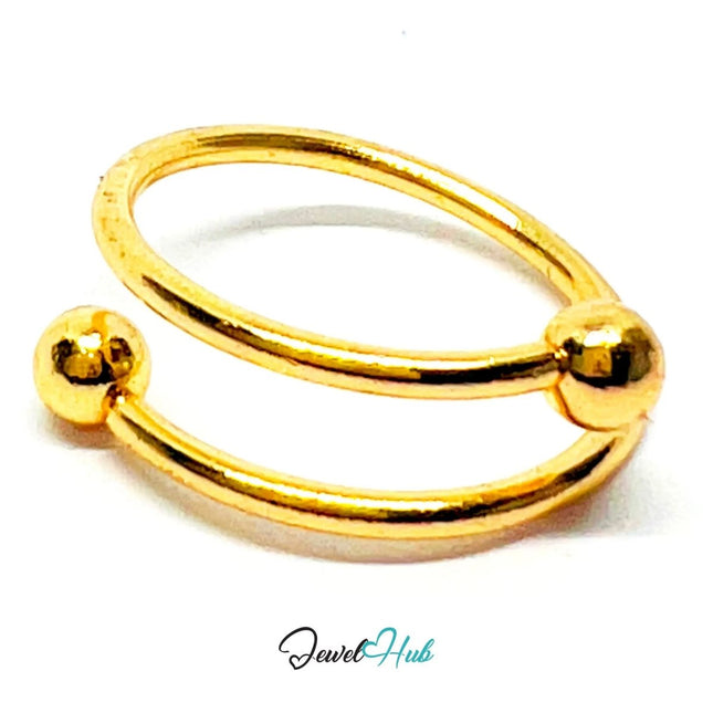 ParallelBeads Gold - Plated 💛 Zinc Ring · UK L · US 6 · Dual Band · Minimalist Gold - JewelHub.co.uk