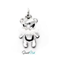 Pearl Collar Bear Charm - Silver Stainless St