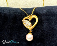 Pearl & Diamond Pendant in 14K Gold (Heartlea